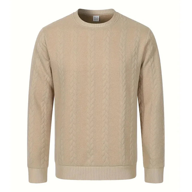 New Men's Long Sleeve pullover Fashion Knitted Jacquard Round Neck Autumn and Winter European and American Leisure Sports Shirt