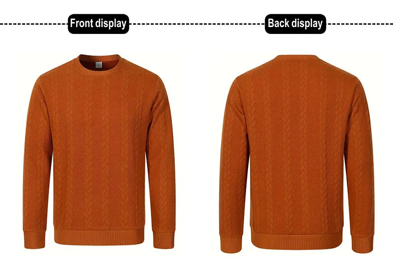 New Men's Long Sleeve pullover Fashion Knitted Jacquard Round Neck Autumn and Winter European and American Leisure Sports Shirt