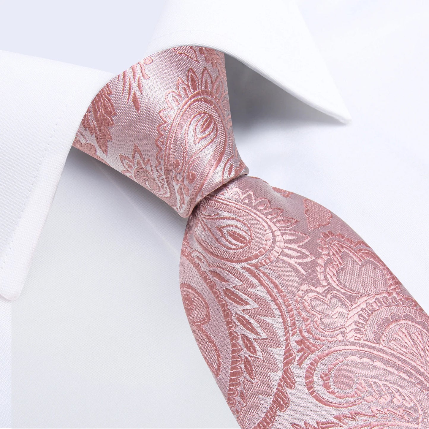 4Pcs Pink Paisley Folral Men Tie Pocket Square