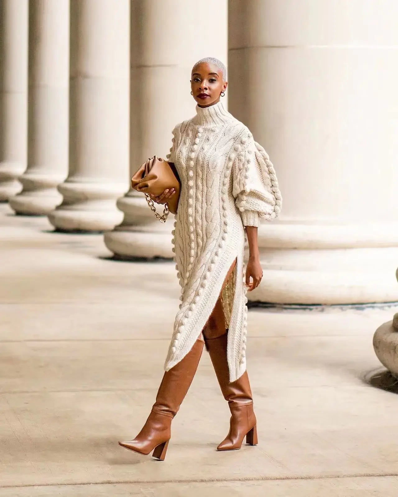 New Autumn Women Long Sleeve Turtleneck Knitted Dress New Autumn Women Long Sleeve Turtleneck Knitted Dress