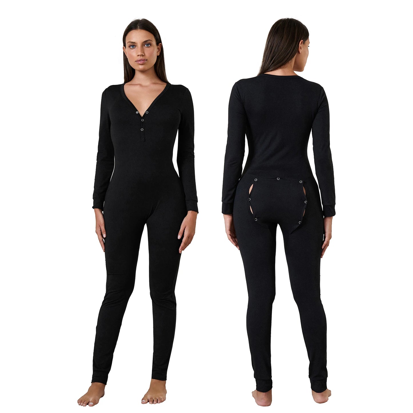 Women Buttoned Flap Jumpsuits Sleepwear Cow Printed Long Sleeve V Neck Bodycon Romper Spring Fall Loungewear