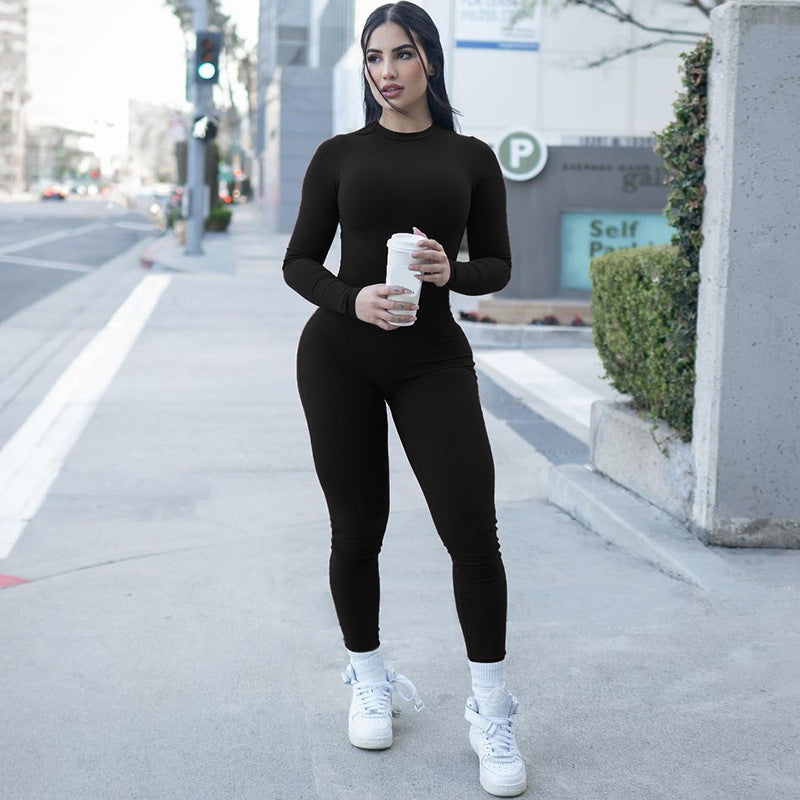 High Elastic Tight Jumpsuit Women Bodysuit Streetwear Overalls Jump Suits Autumn Winter Clothes Rompers Yoga Jogger Bodysuits