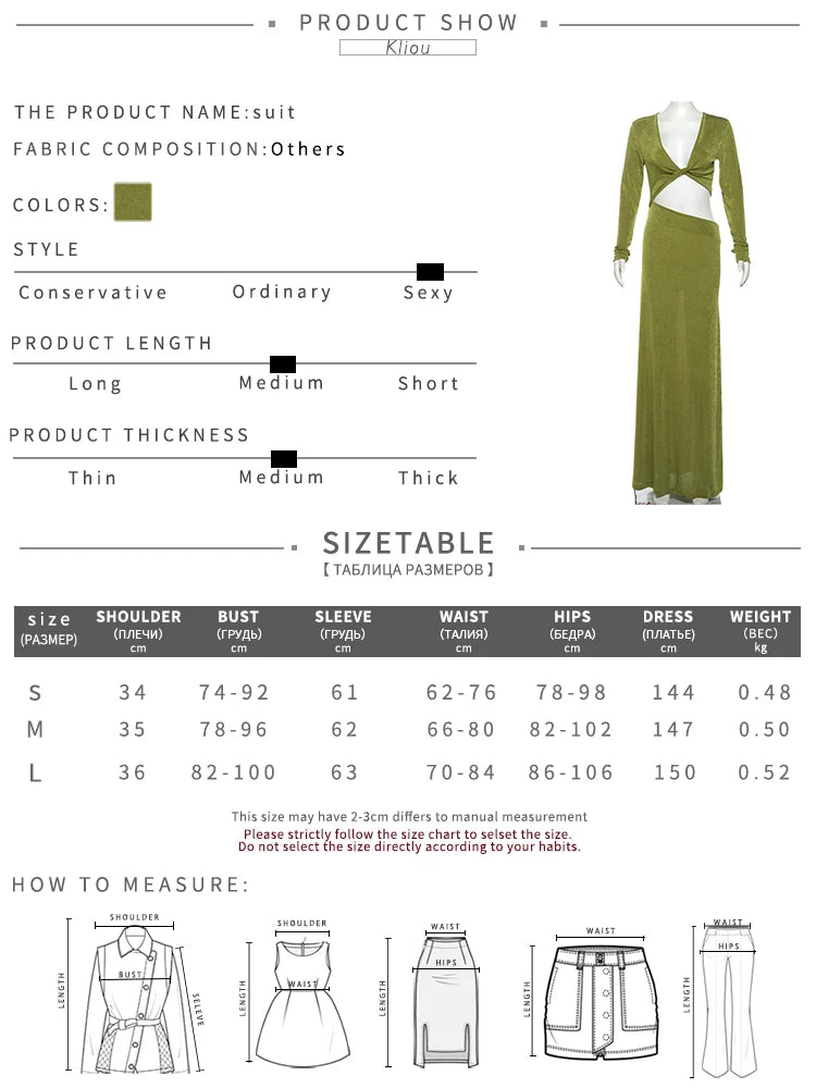 kliou Asymmetrical Waistless Women Dress Simple Solid Deep V-neck Sheath Trend Frock Sexy Popular High Street Banquet Lady Robe