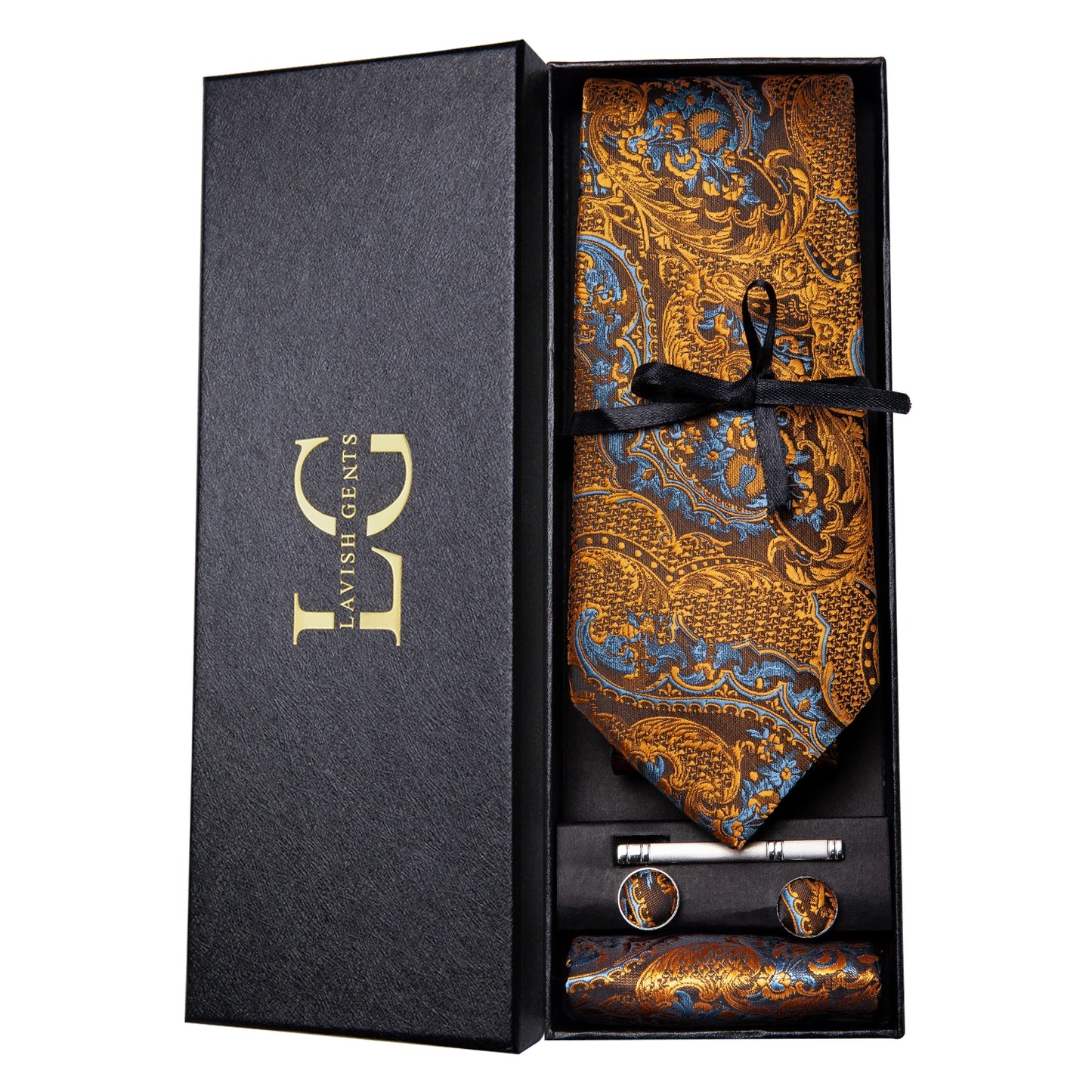 Hi-Tie Luxury Gift Box Classic Paisley Teal Green NeckTie
