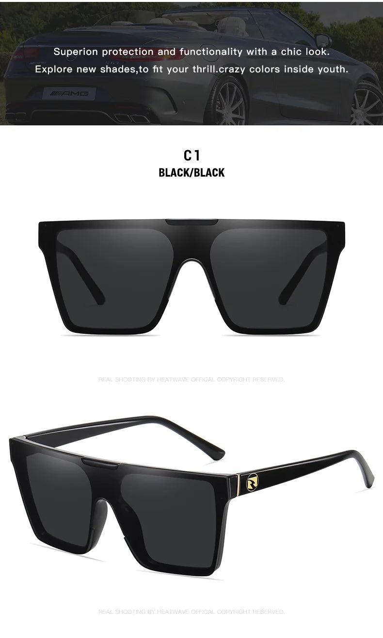 HEAT WAVE luxury brand design one-piece fashionable glasses for men and women cross-border driving sunglasses HW04 eyewear FashionMojos.com