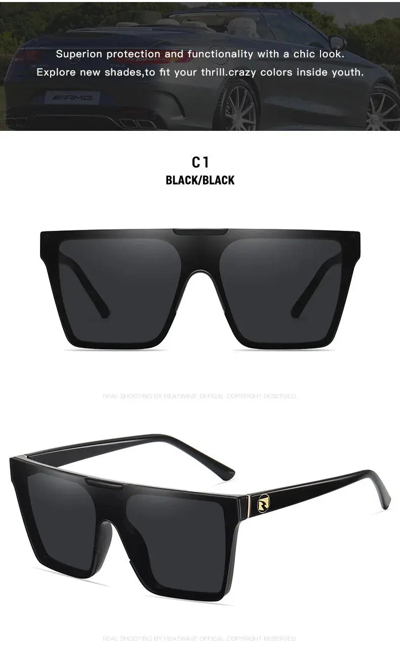 HEAT WAVE luxury brand design one-piece fashionable glasses for men and women cross-border driving sunglasses HW04 eyewear FashionMojos.com