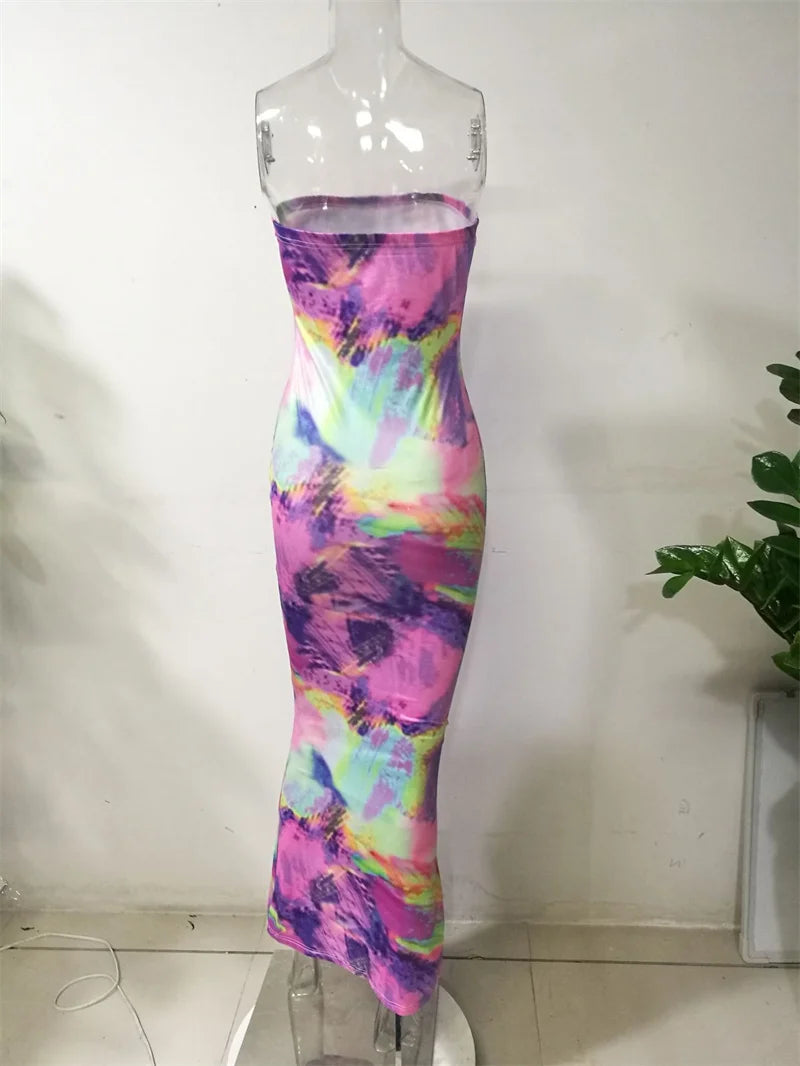 Sexy Print Maxi Dresses Ladies Elegant Bodycon Women Dress Vintage Robe Femme Party Bandage Long Dress Woman Clothes Vestidos