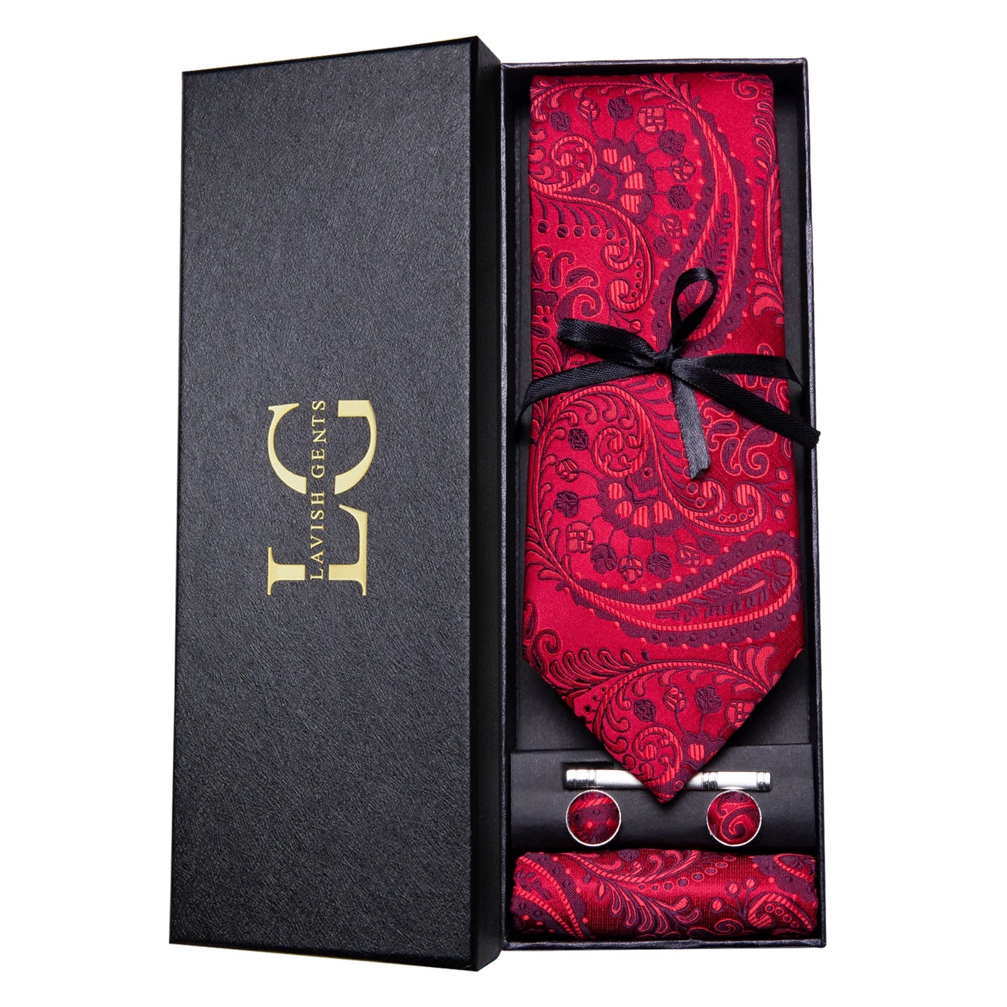 Hi-Tie Luxury Gift Box Classic Paisley Teal Green NeckTie