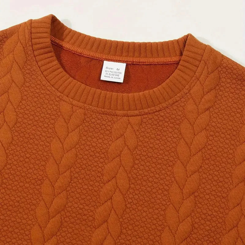 New Men's Long Sleeve pullover Fashion Knitted Jacquard Round Neck Autumn and Winter European and American Leisure Sports Shirt