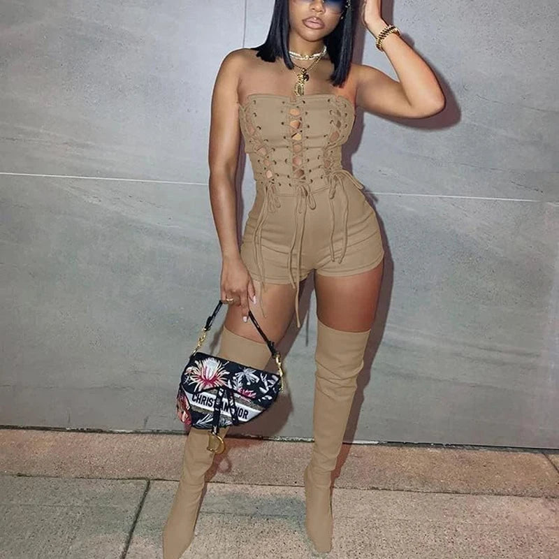 BWQ Sexy Mesh Short Jumpsuits for Women