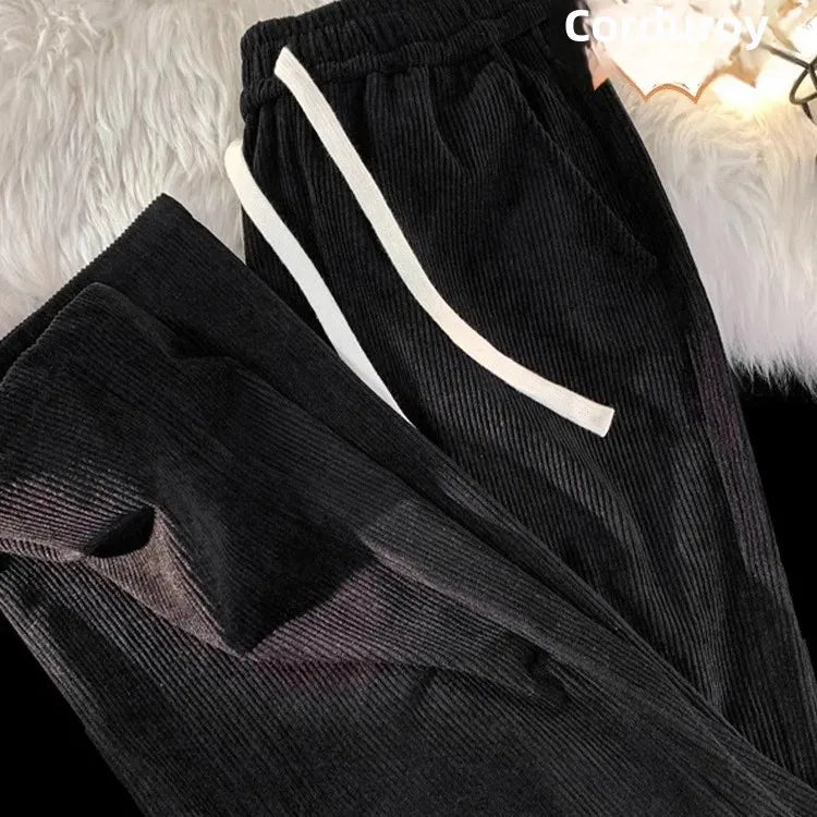 Vintage Brown Corduroy Casual Pants Loose Fit Spring Autumn New Straight-Leg Pants Trendy Brand Sweatpants For Men
