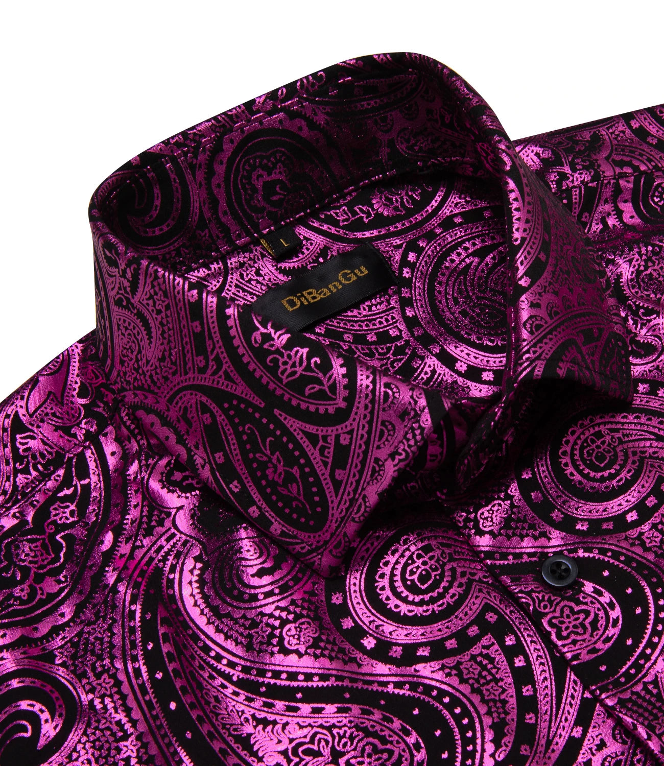 Luxury Purple Gilding Paisley Shirts for Men Long Sleeve Social Prom Party Men Clothing Button Down Collar Formal Dress Shirt