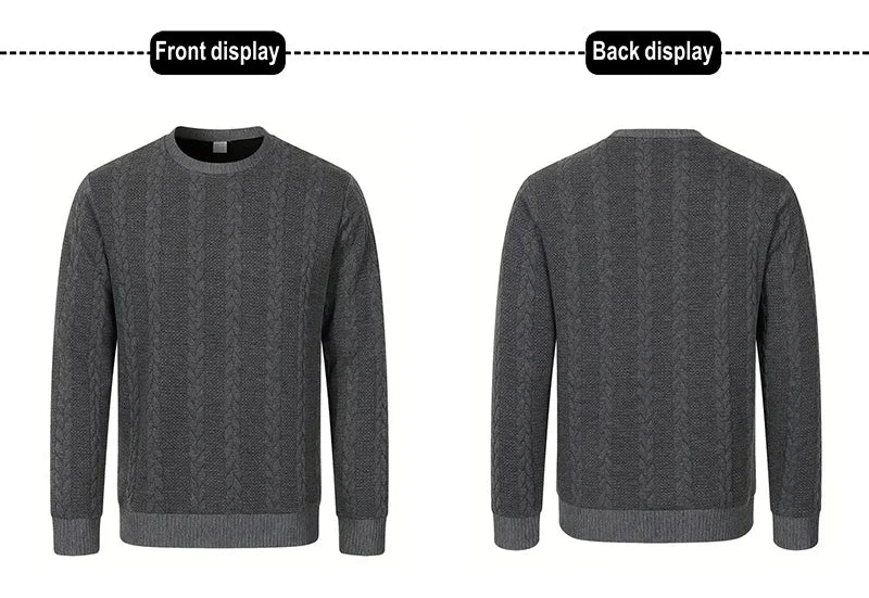 New Men's Long Sleeve pullover Fashion Knitted Jacquard Round Neck Autumn and Winter European and American Leisure Sports Shirt