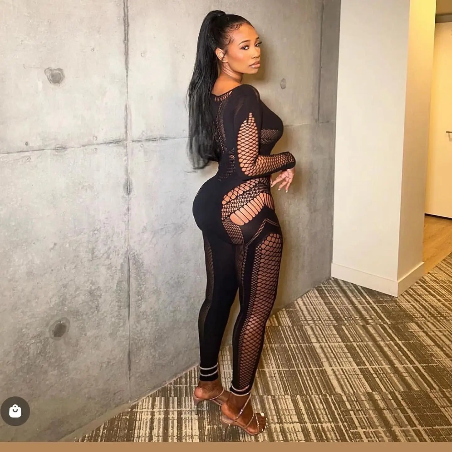 Articat Sexy Knitted Hollow Out One Piece Pajama Tight Seductive Jumpsuit Women Elastic Slim Pencil Pants Party Night Clubwear FashionMojos.com