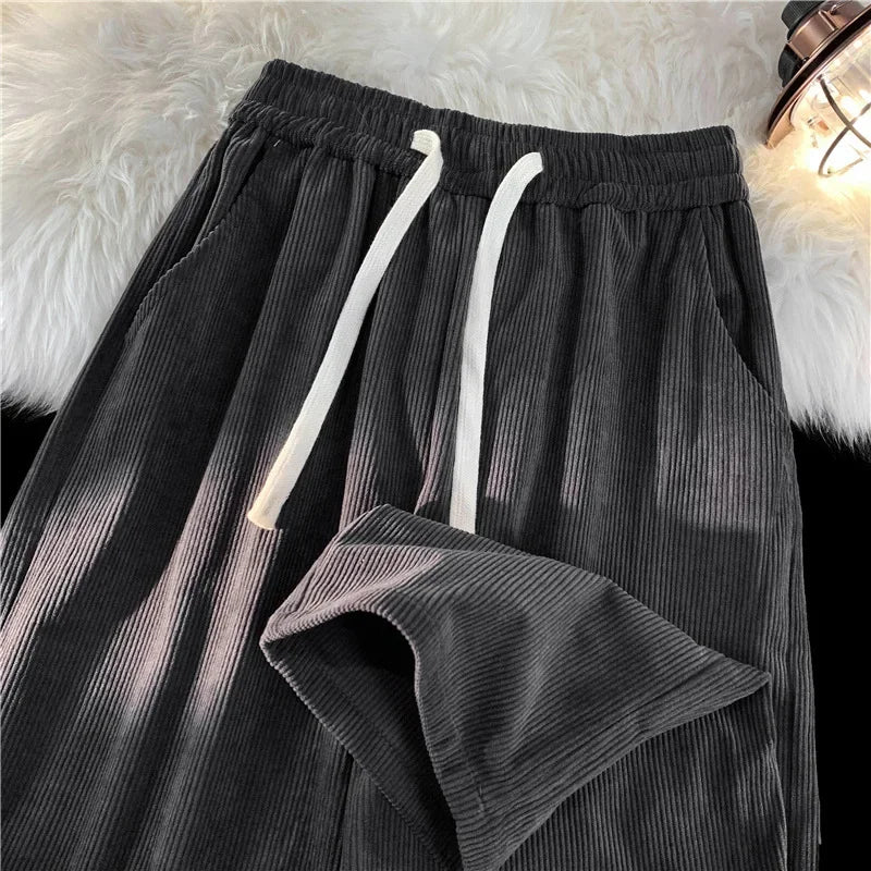 Vintage Brown Corduroy Casual Pants Loose Fit Spring Autumn New Straight-Leg Pants Trendy Brand Sweatpants For Men