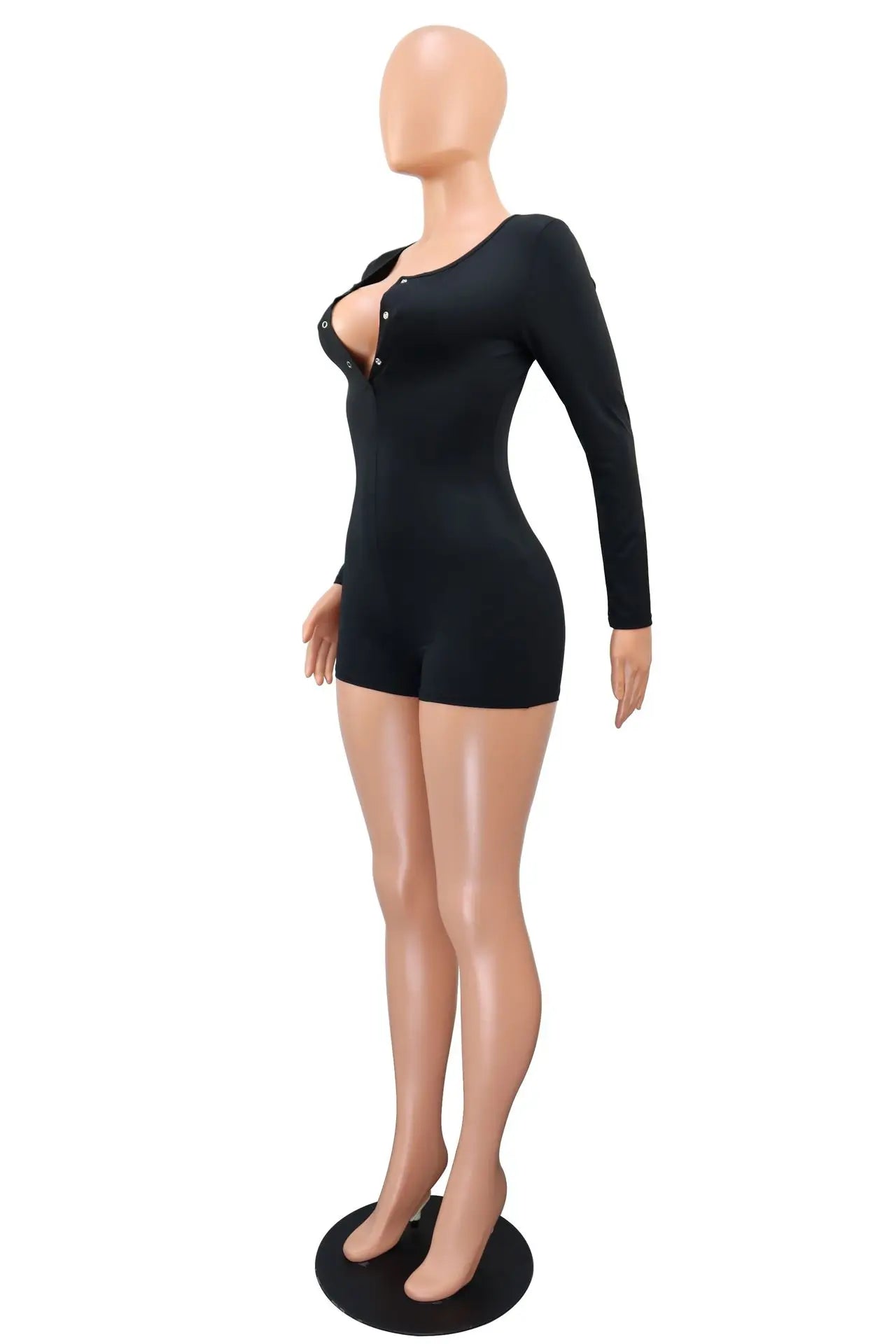 Hot Selling New Sexy V-neck Button Solid Color Jumpsuit Casual Home Wear