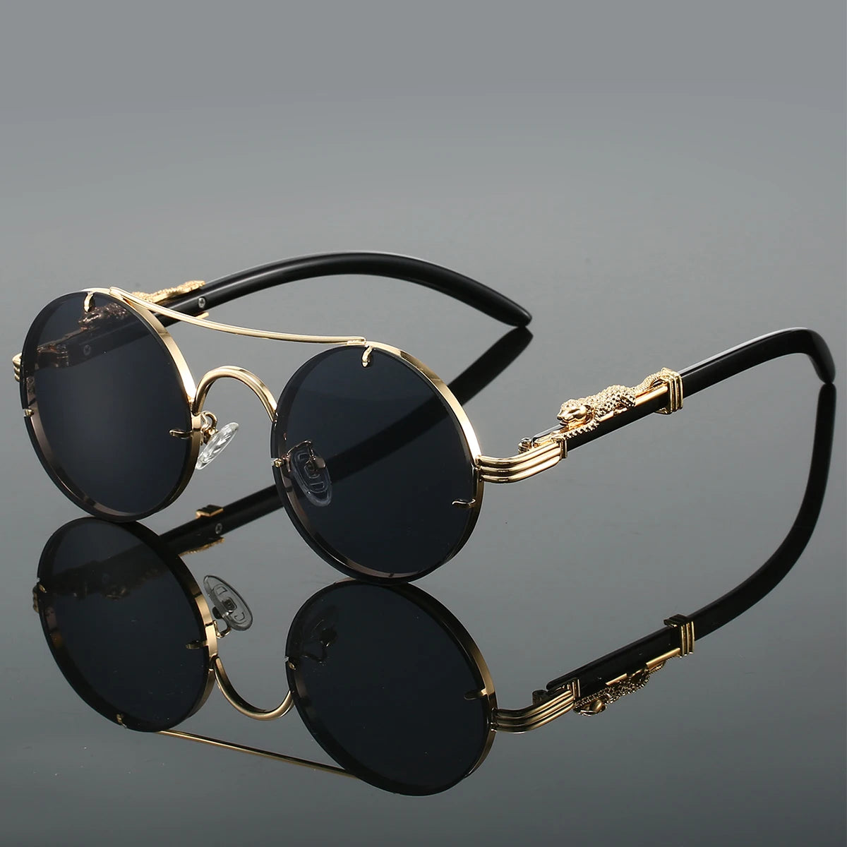 KAMMPT Vintage Round Sunglasses Men Fashion Double Bridge Multicolor Shades Women Retro Trendy Brand Luxury Design Sun Glasses