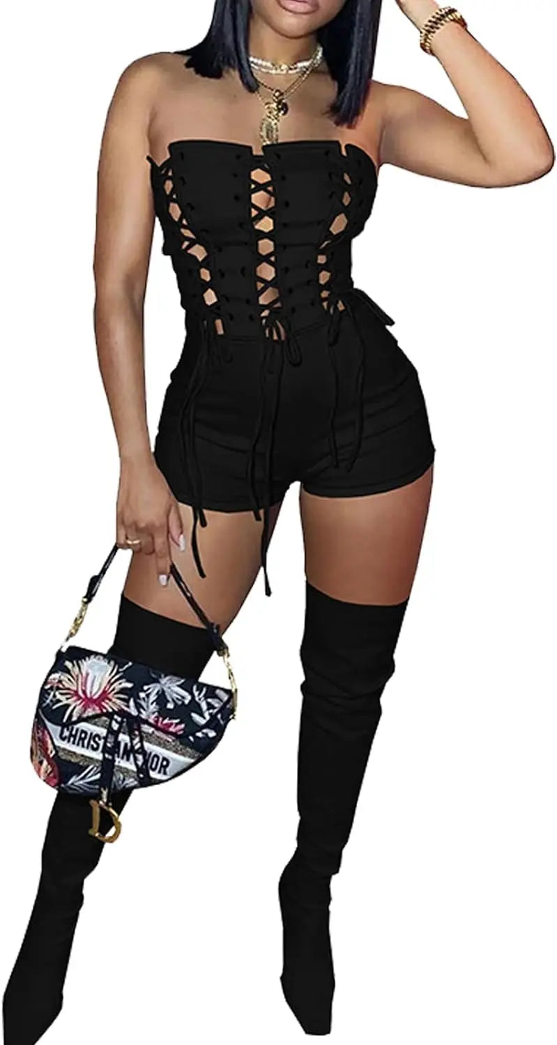 BWQ Sexy Mesh Short Jumpsuits for Women
