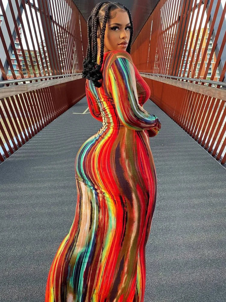 Spring And Summer Dresses For Women Chest Wrap Printed Off Shoulder Bandage Slim Sexy Long Dress
