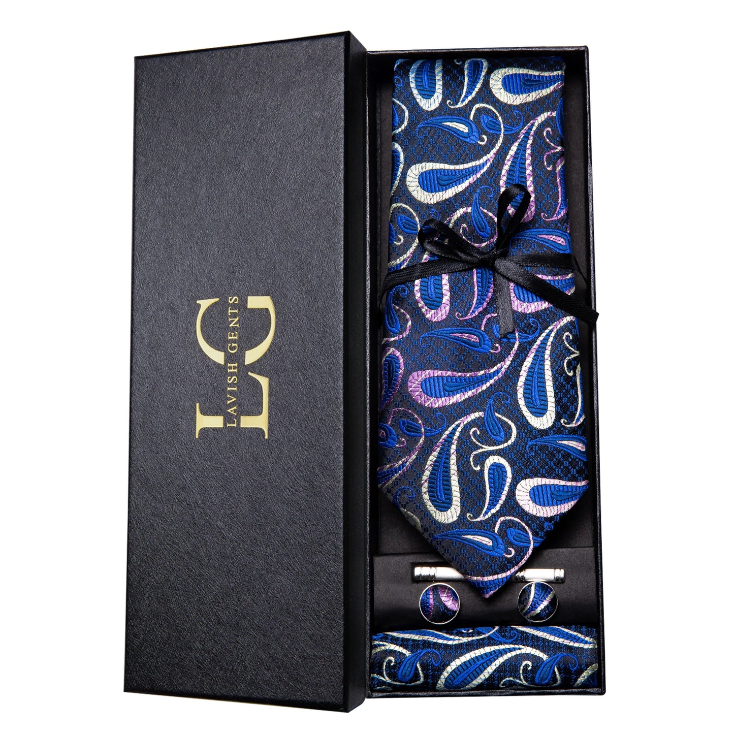 Hi-Tie Luxury Gift Box Classic Paisley Teal Green NeckTie