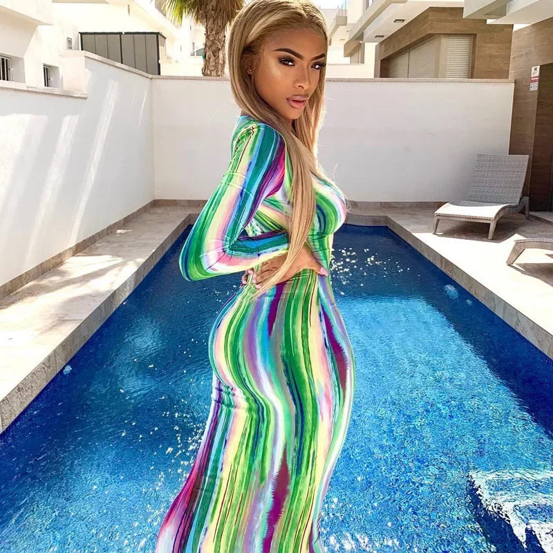 Tie Dye Bodycon Bandage Dress Women Midi Sexy Party Dresses Off Shoulder Strapless Summer Y2k Club Beach Elegant Long Vestidos