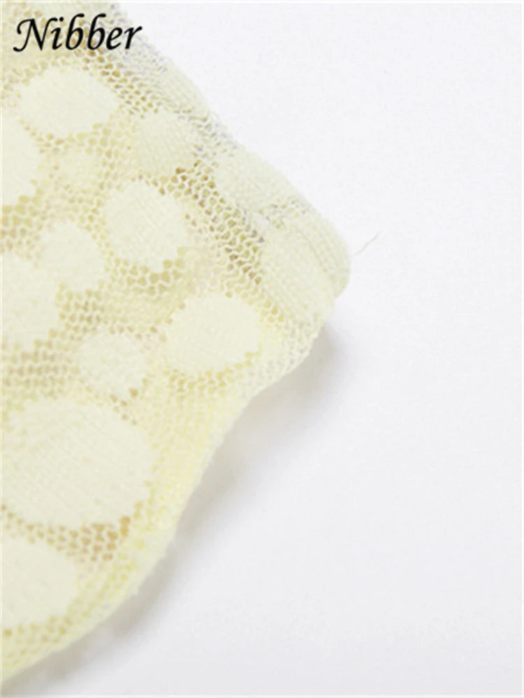 Nibber Embroidered Mesh Dots Leggings Women See Through Mid-waist Stretch Pants Skinny Ladies Trousers Elastic Streetwear Bottom