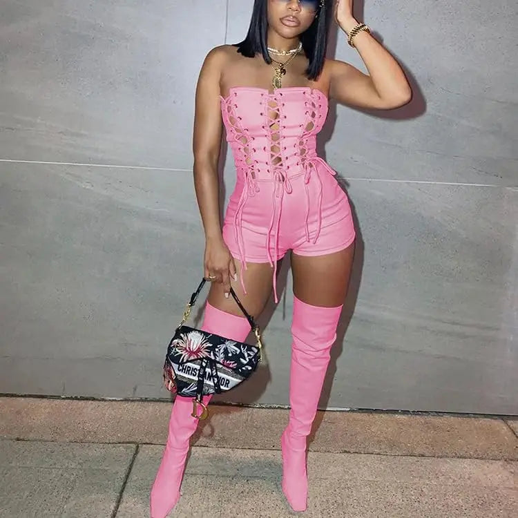 BWQ Sexy Mesh Short Jumpsuits for Women