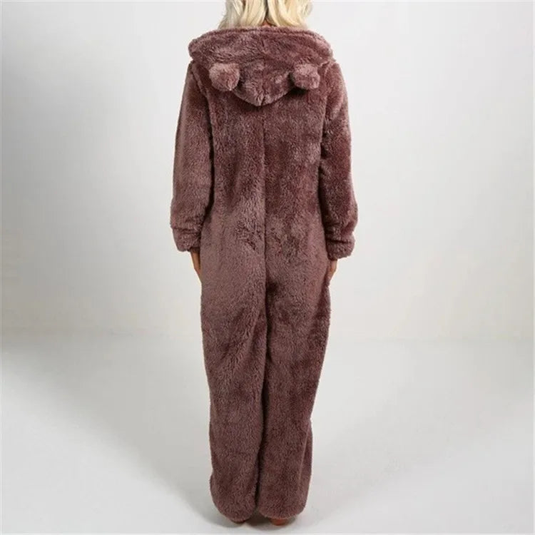 Harem Jumpsuit Spaghetti Long Cap Zipper Warm Winter Vintage Loose Wide Leg Overall Jumpsuits Playsuits Bodysuits Women Pajamas