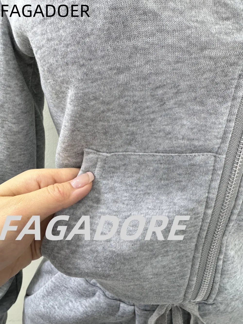 FAGADOER Casual Solid Hooded Zip Shorts Tracksuits Women
