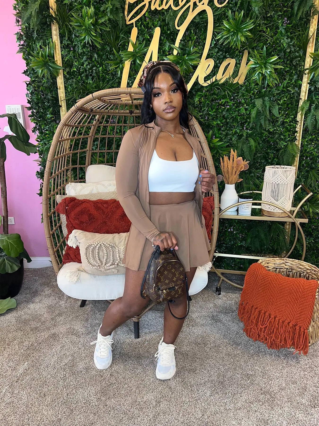 Womens Casual Sports 2 Piece Outfits Long Sleeve Zip Up Jacket Mini Skirt With Shorts Sets