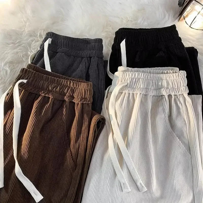 Vintage Brown Corduroy Casual Pants Loose Fit Spring Autumn New Straight-Leg Pants Trendy Brand Sweatpants For Men