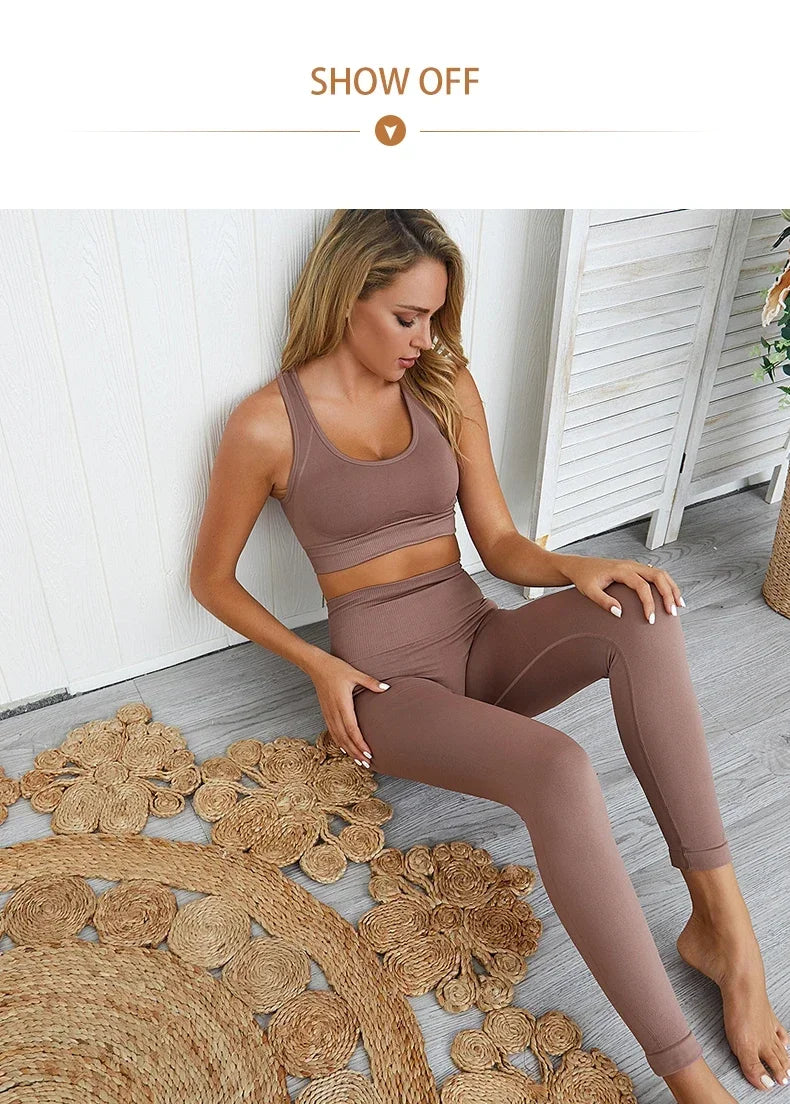 Seamless Hyperflex Workout Set Sport Leggings and Top Yoga Outfits for Women Sportswear Athletic Clothes Gym 2 piece Set XL Size