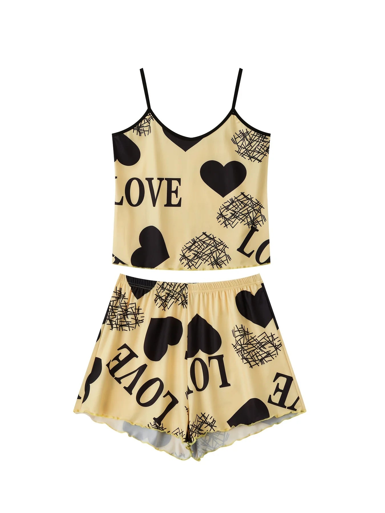Women's new style LOVE Love halter top shorts casual two-piece set comfortable home wear