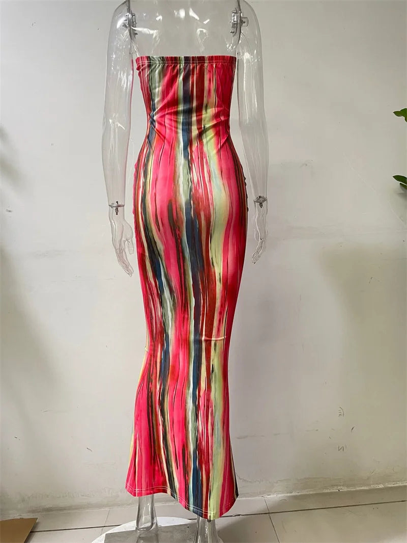 Sexy Print Maxi Dresses Ladies Elegant Bodycon Women Dress Vintage Robe Femme Party Bandage Long Dress Woman Clothes Vestidos