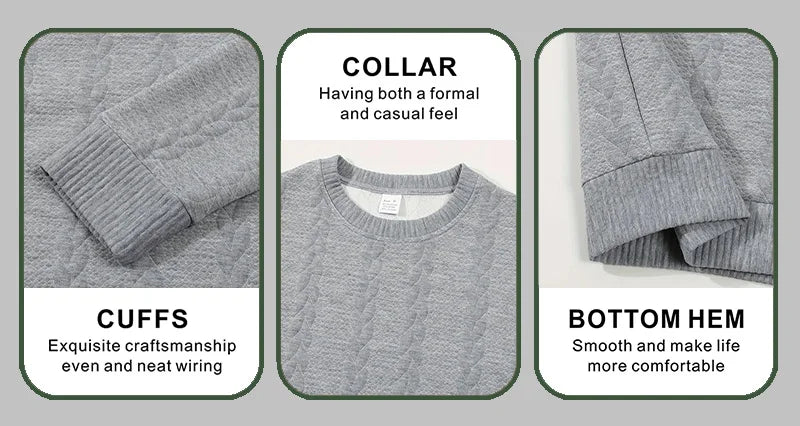 New Men's Long Sleeve pullover Fashion Knitted Jacquard Round Neck Autumn and Winter European and American Leisure Sports Shirt