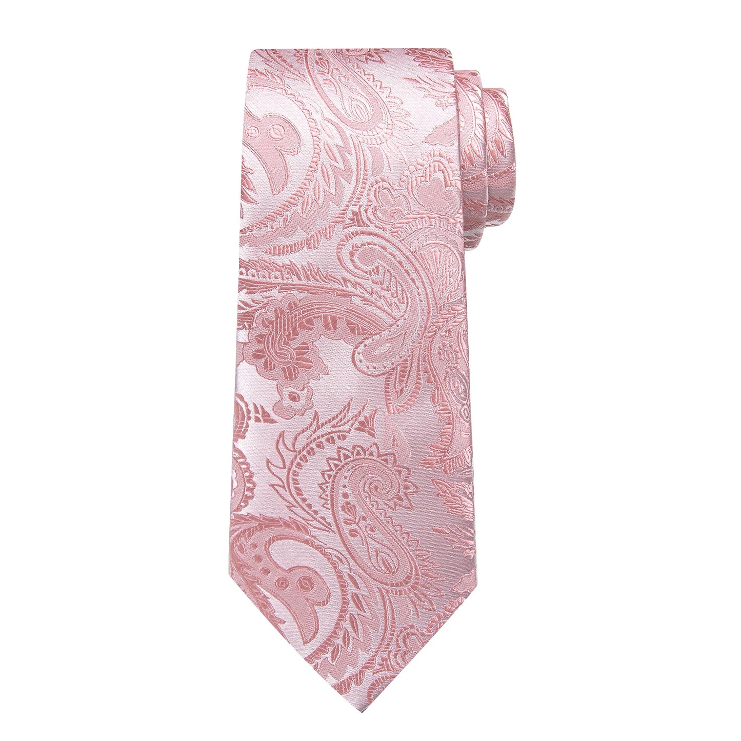4Pcs Pink Paisley Folral Men Tie Pocket Square
