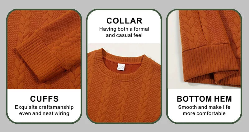 New Men's Long Sleeve pullover Fashion Knitted Jacquard Round Neck Autumn and Winter European and American Leisure Sports Shirt