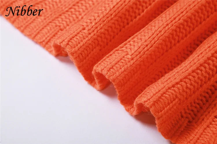 Nibber Autumn Solid Color Pullovers Clother For Women O-neck Midriff-baring Long-sleveed All-match Sweater Streetwear Travel