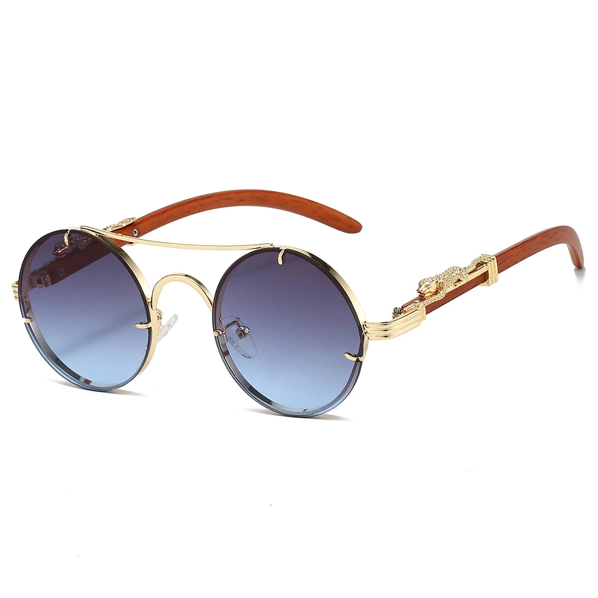 KAMMPT Vintage Round Sunglasses Men Fashion Double Bridge Multicolor Shades Women Retro Trendy Brand Luxury Design Sun Glasses