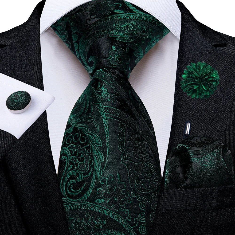 4Pcs Pink Paisley Folral Men Tie Pocket Square