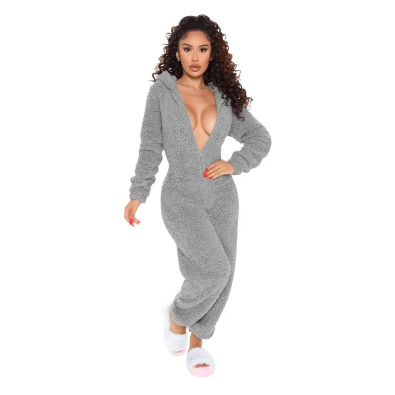 Womens Winter Warm Onesie Pajamas Fuzzy Fleece