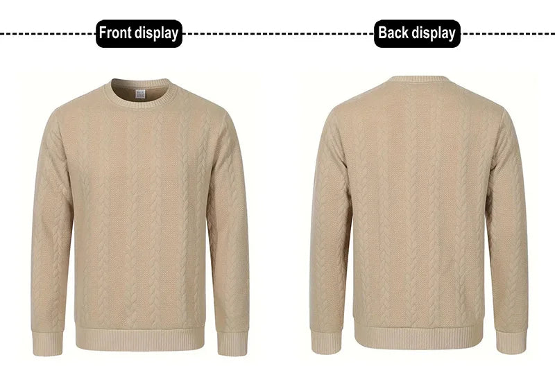 New Men's Long Sleeve pullover Fashion Knitted Jacquard Round Neck Autumn and Winter European and American Leisure Sports Shirt