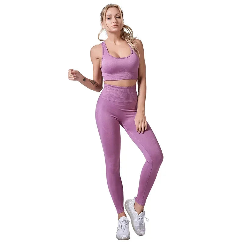 Seamless Hyperflex Workout Set Sport Leggings and Top Yoga Outfits for Women Sportswear Athletic Clothes Gym 2 piece Set XL Size
