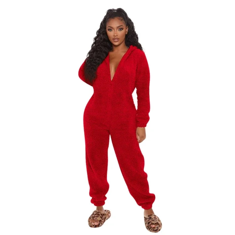 Womens Winter Warm Onesie Pajamas Fuzzy Fleece