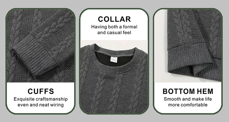 New Men's Long Sleeve pullover Fashion Knitted Jacquard Round Neck Autumn and Winter European and American Leisure Sports Shirt