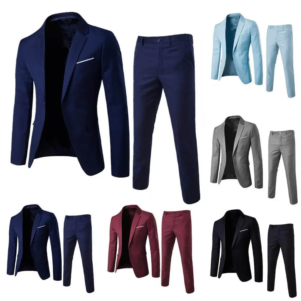 Men Blazer Pants Formal 2pcs Suits Men Wedding Prom Suit Slim Fit Business Work Wear Suits Groom Jacket Men Formal Suit Pants