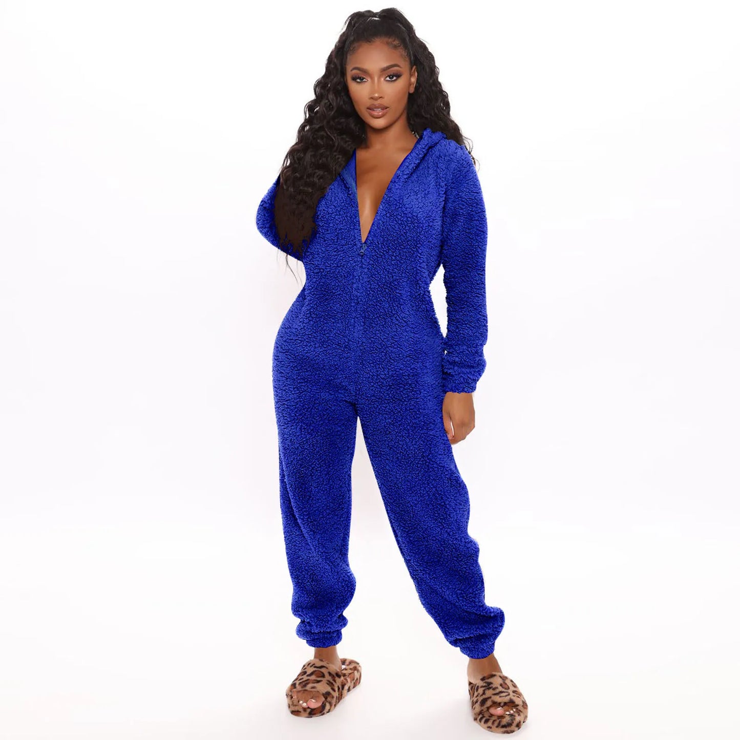 Harem Jumpsuit Spaghetti Long Cap Zipper Warm Winter Vintage Loose Wide Leg Overall Jumpsuits Playsuits Bodysuits Women Pajamas