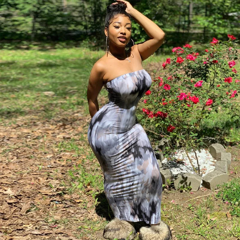 Sexy Print Maxi Dresses Ladies Elegant Bodycon Women Dress Vintage Robe Femme Party Bandage Long Dress Woman Clothes Vestidos