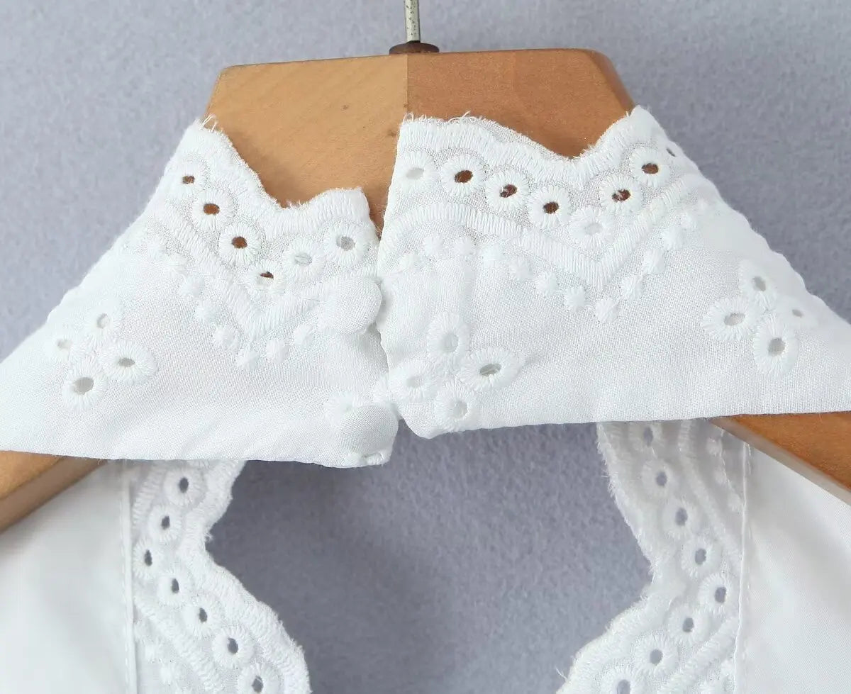 KADUWAKI Sexy White Embroidery Hollow Out Lace Halter Tank Top Side Zipper Waist Package Hips A-line Skirt 2 Piece Sets Summer