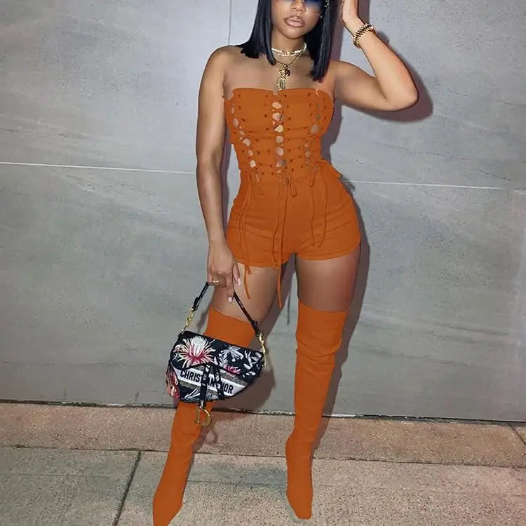 BWQ Sexy Mesh Short Jumpsuits for Women
